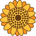 Large Yellow Orange Brown Sunflower Graphic Element