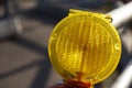 Large yellow warning light at the road construction Royalty Free Stock Photo