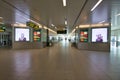 The largely deserted entrance / exit to the Shuttle Transit that links the North and South Terminals at Gatwick Airport Royalty Free Stock Photo