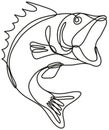 Largemouth Bass Jumping Up Continuous Line Drawing Royalty Free Stock Photo