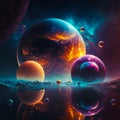 LargePlanets, a Galaxy of Shining Stars on the Surface of Outer Space. Stars, deep Space, Cold. Big Planets and Shining Stars Royalty Free Stock Photo