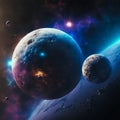 LargePlanets, a Galaxy of Shining Stars on the Surface of Outer Space. Stars, deep Space, Cold. Big Planets and Shining Stars Royalty Free Stock Photo