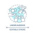 Larger audience turquoise concept icon