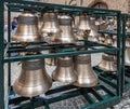 Larger selection of Petit and Fritsen bells of carillon in Bruges, Flanders, Belgium