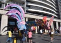 Larger than life lanterns in the shape of Rooster. Chinese zodiac animals at Circular Quay