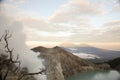 Acidic crater lake at Cava Ijen vocalno crater,east java, indonesia Royalty Free Stock Photo