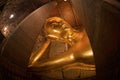 The largest and beautiful golden Reclining Buddha in Wat Pho , Bangkok.