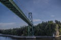 Cruise Ship Passes under Lions Gate Bridge in Historical Crossing