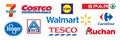 Largest food retailers in the world: Walmart, Costco, 7-Eleven, Kroger, Aldi, Carrefour, Tesco, Lidl, Spar, Auchan. Kyiv, Ukraine