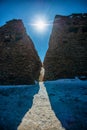 Snow sunlight Mani Wall Blessing Tibetan Buddhism