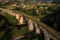 The largest and oldest viaduct in Ukraine, a brick and old railway bridge. Royalty Free Stock Photo