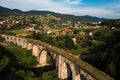 The largest and oldest viaduct in Ukraine, a brick and old railway bridge. Royalty Free Stock Photo
