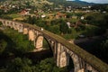 The largest and oldest viaduct in Ukraine, a brick and old railway bridge. Royalty Free Stock Photo