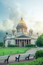 Isaac`s Cathedral or Isaakievskiy Sobor in Saint Petersburg. Beautiful summer view Royalty Free Stock Photo