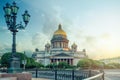 Isaac`s Cathedral or Isaakievskiy Sobor in Saint Petersburg. Beautiful summer view with blue sky Royalty Free Stock Photo