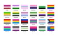 Largest set of sexual identity pride LGBT flags with texture isolated on white