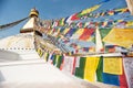 The largest stupa, prayer flags, Nepal Royalty Free Stock Photo