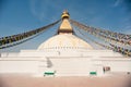 The largest stupa, prayer flags, Nepal Royalty Free Stock Photo