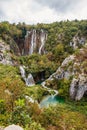 The largest waterfall of one of the most amazing Plitvice lakes in Croatia. National park Royalty Free Stock Photo
