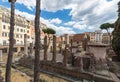 Largo di Torre Argentina, a square in Rome, Italy, with four Roman Republican temples and the remains of Pompey`s Theatre Royalty Free Stock Photo