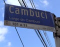 Largo do Cambuci street sign, better known as Cambuci square, Sao Paulo.