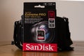 Sandisk branded Extreme Pro SDHC UHS-11 Card card in packaging that is fully recyclable Royalty Free Stock Photo