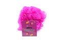 Superdrug Branded Body Puff Shower Sponge with Cardboard label which is Recyclable