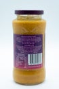 Jar of Curry Sauce in a Recyclable Glass Jar and Rear Label with Content Information