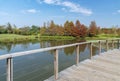 Scenery of wooden trail in Hong Kong wetland park