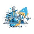 Larnaca abstract color drawing. Larnaca sketch vector illustration