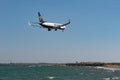 Larnaca, Cyprus - August 09, 2022: Boeing 737-8AS of Ryanair airlines landing at Glafcos Clerides airport