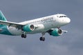 Larnaca, Cyprus - February 03, 2024: Commercial airplane of Cyprus Airways approaching Larnaca airport. Cyprus