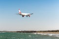 Larnaca, Cyprus - July 09, 2022: Airbus A321-111 of Austrian Airlines landing at Glafcos Clerides airport