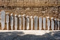 LARNACA, CYPRUS, MARCH, 2019: Tombstones of Turkish commanders in the fort of Larnaca. Some unknown writings on white stones. Old