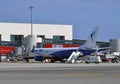 Larnaca, Cyprus - November 6. 2018. Aircraft of Romanian Airline Blue air in airport Royalty Free Stock Photo