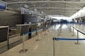 Larnaca, Cyprus - November 6. 2018. Empty check-in counters in airport building
