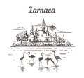 Larnaca skyline sketch. Larnaca, Cyprus hand drawn illustration