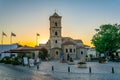 LARNAKA, CYPRUS, AUGUST 30, 2017: Sunset view of Church of Saint Lazarus in Larnaca, Cyprus