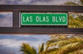 Las Olas Boulevard street sign in Fort Lauderdale, Florida Royalty Free Stock Photo