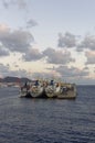 Las Palmas, Canary Islands - 1st November 2011:General Cargo Vessels moored alongside the Breakwater Harbour Entrance.