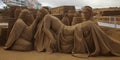 Las Palmas de Gran Canaria, Spain - Decemeber 05: Visitors admire Belen de Arena, Nativity scenes made of sand, on Las Canteras to