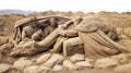 Las Palmas de Gran Canaria, Spain - Decemeber 05: Visitors admire Belen de Arena, Nativity scenes made of sand, on Las Canteras to