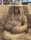 Las Palmas de Gran Canaria, Spain - Decemeber 05: Visitors admire Belen de Arena, Nativity scenes made of sand, on Las Canteras to