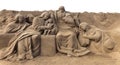 Las Palmas de Gran Canaria, Spain - Decemeber 05: Visitors admire Belen de Arena, Nativity scenes made of sand, on Las Canteras to