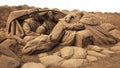 Las Palmas de Gran Canaria, Spain - Decemeber 05: Visitors admire Belen de Arena, Nativity scenes made of sand, on Las Canteras to