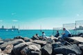 spectators crowd people gather to watch the atlantic ocean crossing sail boat regatta race ARC 2018