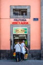 Las Palmas, Spain - Feb 22, 2023: Small pedestrian cobblestone street in Vegueta. Las Palmas, Gran Canaria, Spain