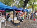 Las Pinas, Metro Manila, Philippines - A weekend tiangge market setup at the clubhouse of an exclusive village. Seling