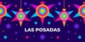 Las posadas. Vector web banner, poster, card for social media, networks. Text las posadas, pinata mexican star on blue background Royalty Free Stock Photo