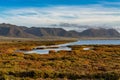 Las Salinas in Cabo de Gata Almeria. Flamingos lake in Spain Royalty Free Stock Photo